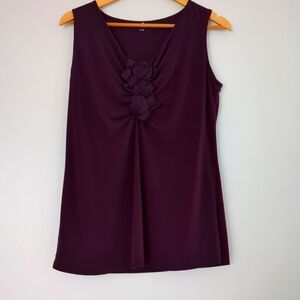 Bellissima Tank Top Womens XL Plum Floral Accent Corpcore Feminine Sleevless